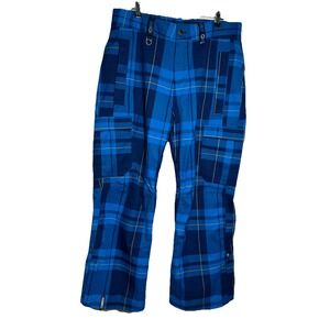 Bonfire Men's Large Blue Plaid Waterproof Insulated Ski Snowboarding Pants